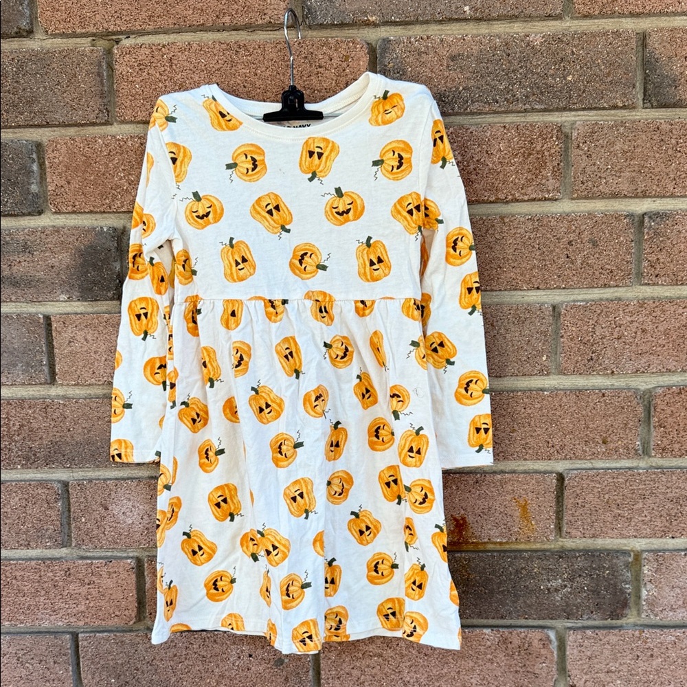 Old Navy White and Orange Pumpkin Dress Size 5T